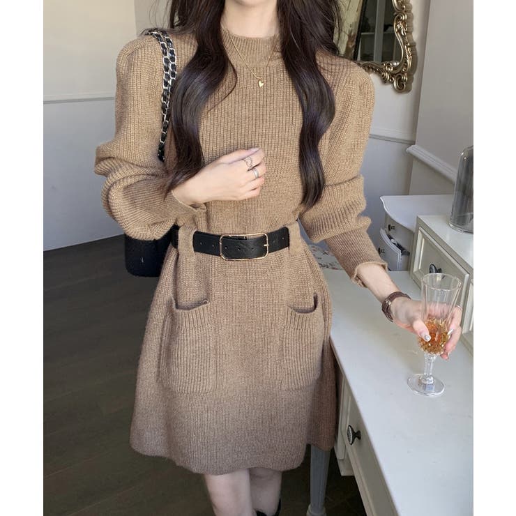 ベルト付きニットワンピースウエストマーク | SUNSHINE CLOSET | 詳細画像2