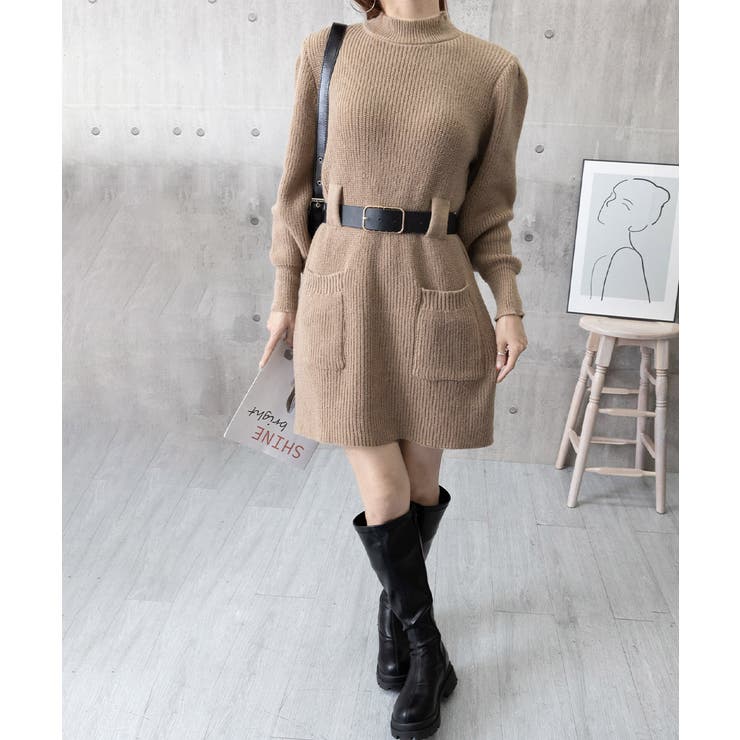 ベルト付きニットワンピースウエストマーク | SUNSHINE CLOSET | 詳細画像20