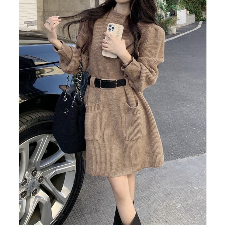 ベルト付きニットワンピースウエストマーク | SUNSHINE CLOSET | 詳細画像4