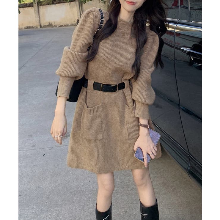 ベルト付きニットワンピースウエストマーク | SUNSHINE CLOSET | 詳細画像5