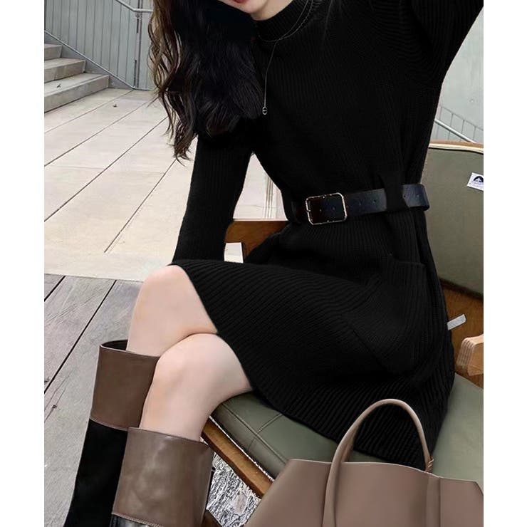 ベルト付きニットワンピースウエストマーク | SUNSHINE CLOSET | 詳細画像7