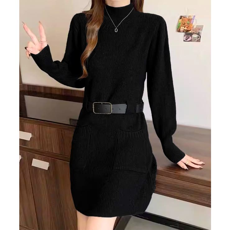 ベルト付きニットワンピースウエストマーク | SUNSHINE CLOSET | 詳細画像8