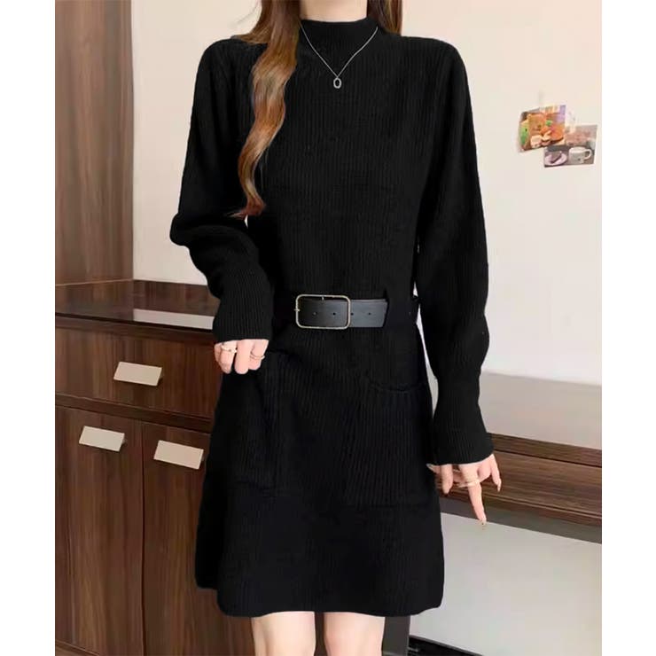 ベルト付きニットワンピースウエストマーク | SUNSHINE CLOSET | 詳細画像9