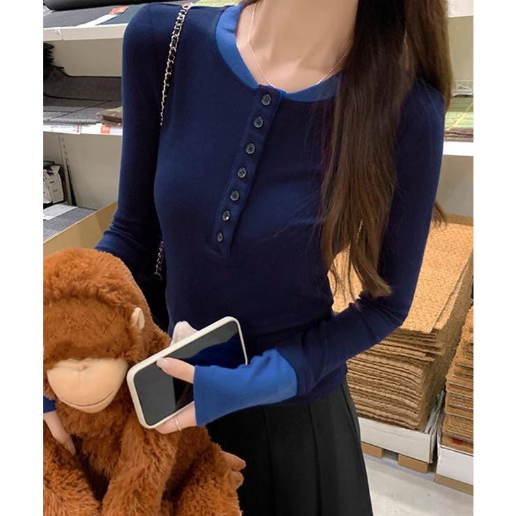 配色ヘンリーシャツハーフボタンカットソー | SUNSHINE CLOSET | 詳細画像17 