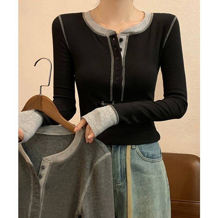 配色ヘンリーシャツハーフボタンカットソー | SUNSHINE CLOSET | 詳細画像20 