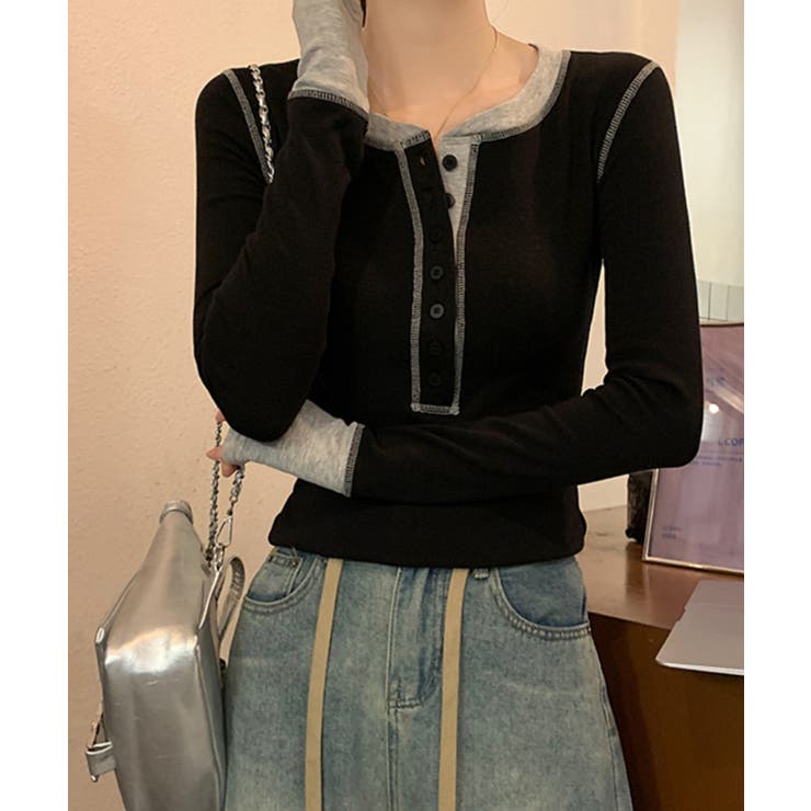 配色ヘンリーシャツハーフボタンカットソー | SUNSHINE CLOSET | 詳細画像21 