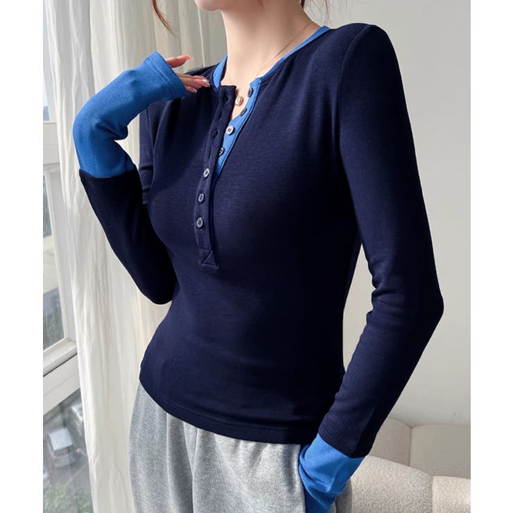 配色ヘンリーシャツハーフボタンカットソー | SUNSHINE CLOSET | 詳細画像28 