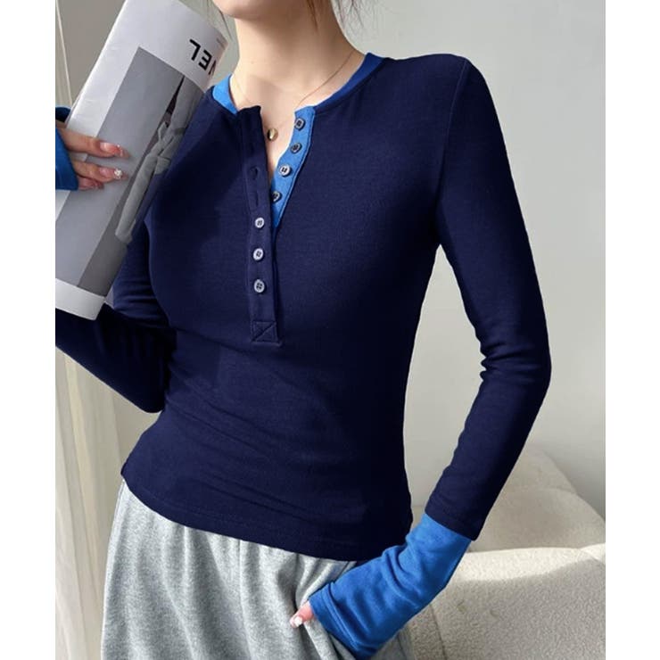 配色ヘンリーシャツハーフボタンカットソー | SUNSHINE CLOSET | 詳細画像30 