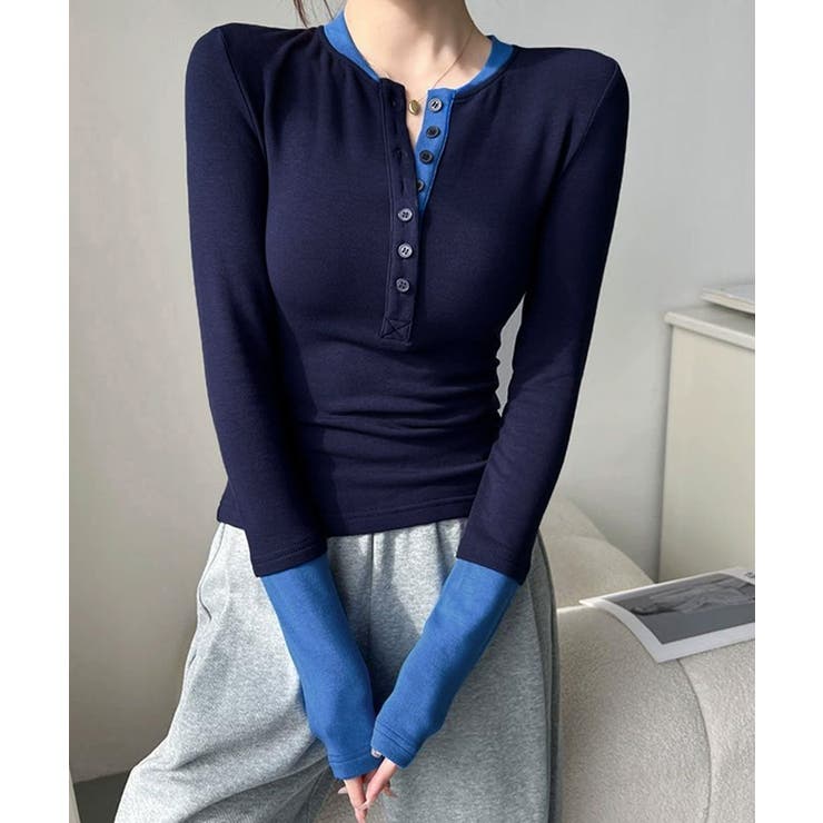 配色ヘンリーシャツハーフボタンカットソー | SUNSHINE CLOSET | 詳細画像31 