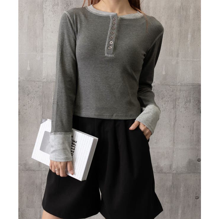 配色ヘンリーシャツハーフボタンカットソー | SUNSHINE CLOSET | 詳細画像32 