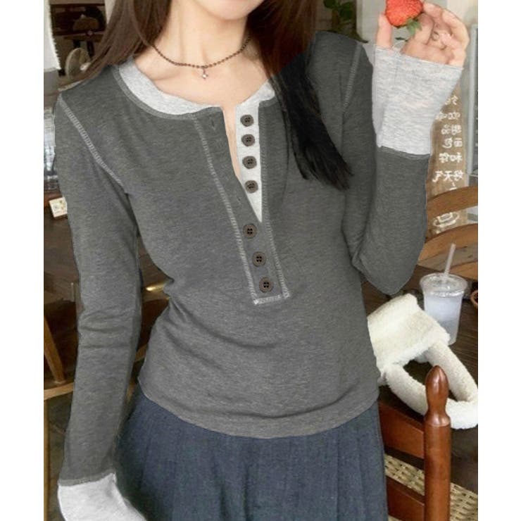 配色ヘンリーシャツハーフボタンカットソー | SUNSHINE CLOSET | 詳細画像4 