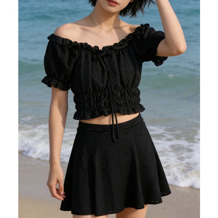 フリルレース水着オフショルダー チラ見え防止インナーパンツ付きスカート 着やせ露… | SUNSHINE CLOSET | 詳細画像11 