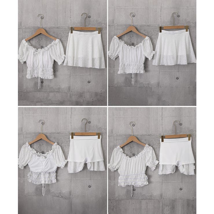 フリルレース水着オフショルダー チラ見え防止インナーパンツ付きスカート 着やせ露… | SUNSHINE CLOSET | 詳細画像16 