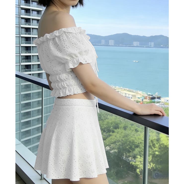 フリルレース水着オフショルダー チラ見え防止インナーパンツ付きスカート 着やせ露… | SUNSHINE CLOSET | 詳細画像6 