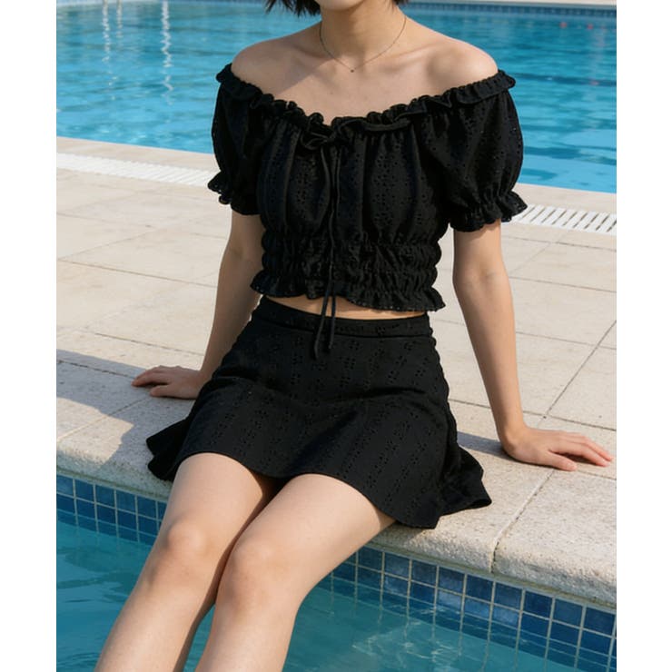 フリルレース水着オフショルダー チラ見え防止インナーパンツ付きスカート 着やせ露… | SUNSHINE CLOSET | 詳細画像7 