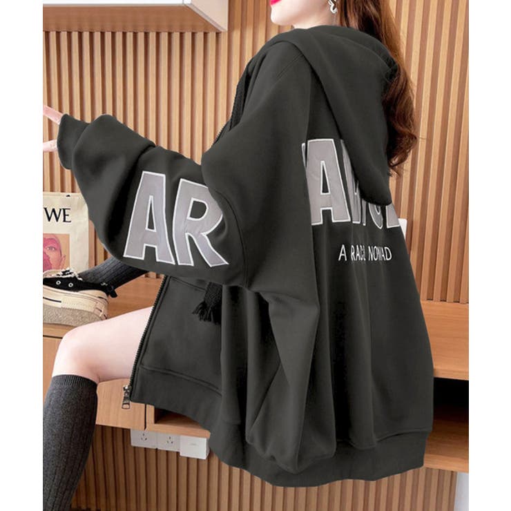 韓国風フード付きジップパーカーレディース | SUNSHINE CLOSET | 詳細画像3