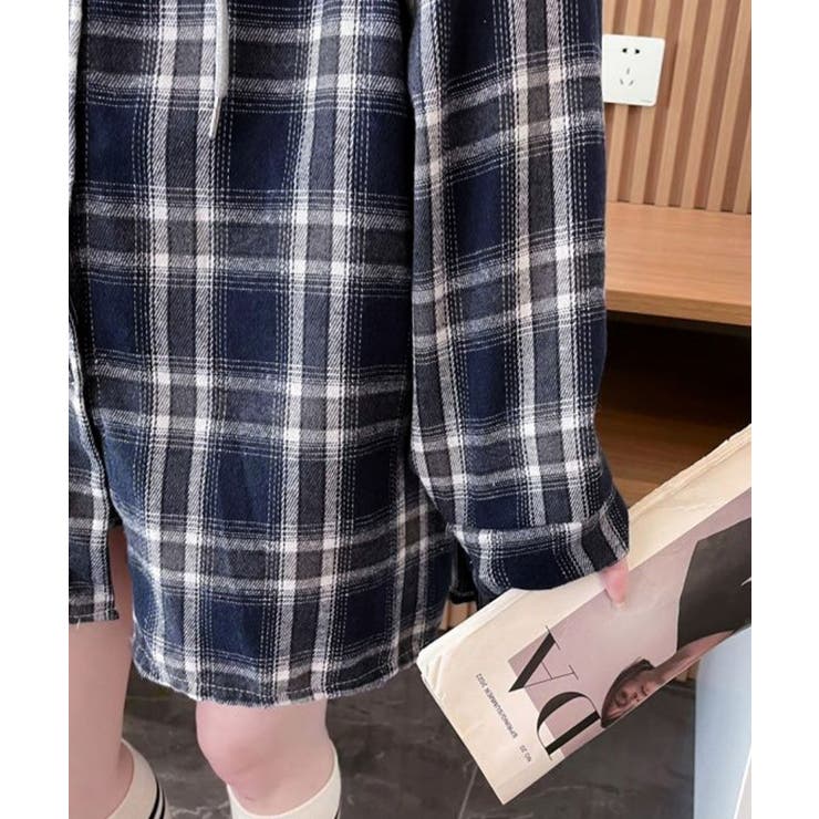 チェック柄フーデッドシャツレディース秋冬 | SUNSHINE CLOSET | 詳細画像12 