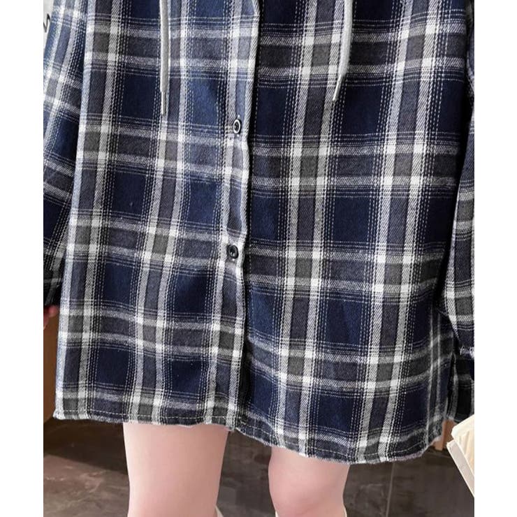 チェック柄フーデッドシャツレディース秋冬 | SUNSHINE CLOSET | 詳細画像13 
