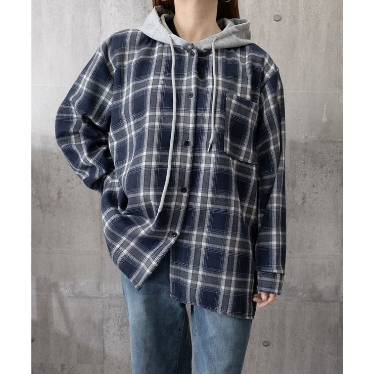 チェック柄フーデッドシャツレディース秋冬 | SUNSHINE CLOSET | 詳細画像18 