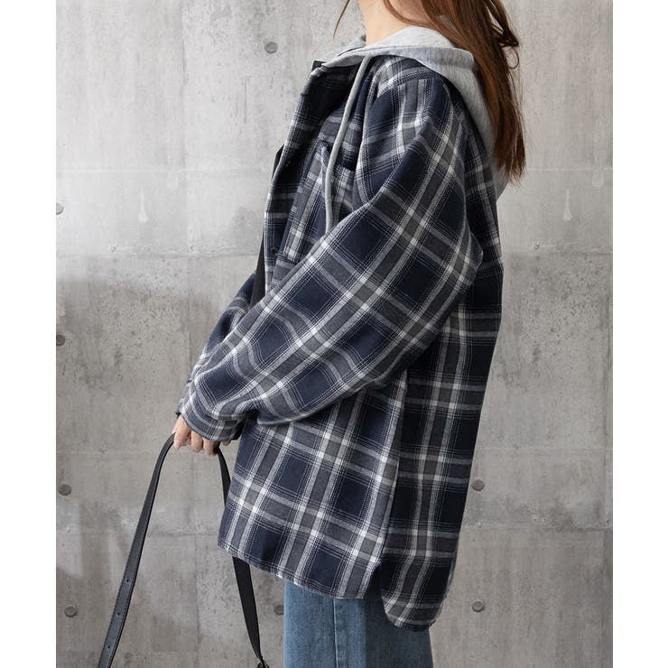 チェック柄フーデッドシャツレディース秋冬 | SUNSHINE CLOSET | 詳細画像19 