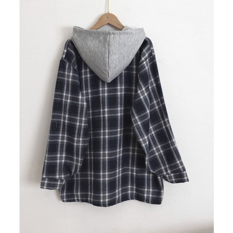 チェック柄フーデッドシャツレディース秋冬 | SUNSHINE CLOSET | 詳細画像24 