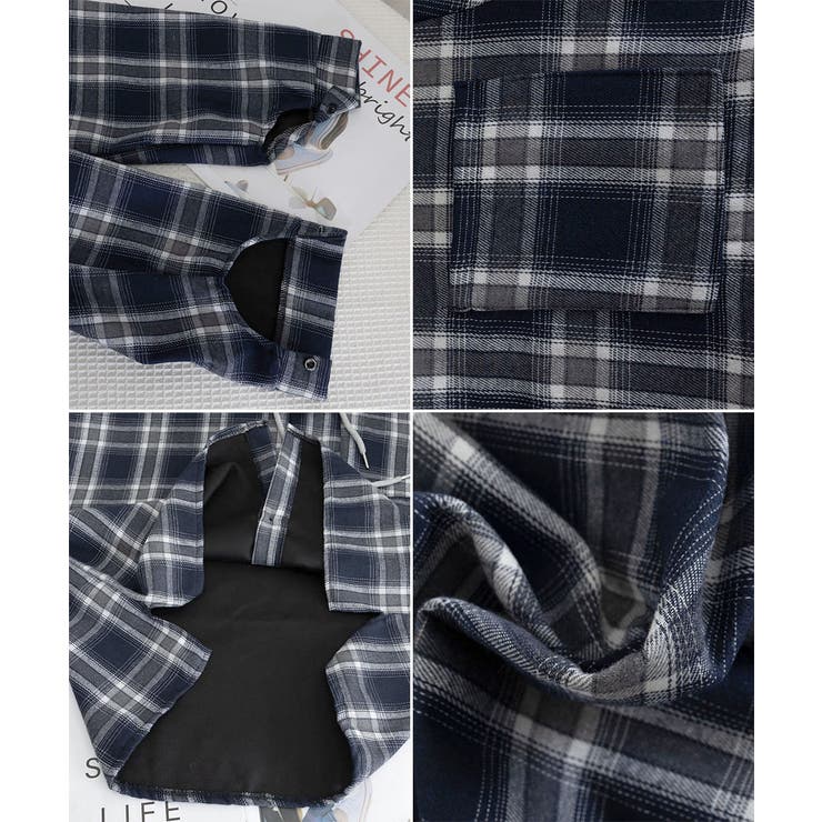チェック柄フーデッドシャツレディース秋冬 | SUNSHINE CLOSET | 詳細画像26 
