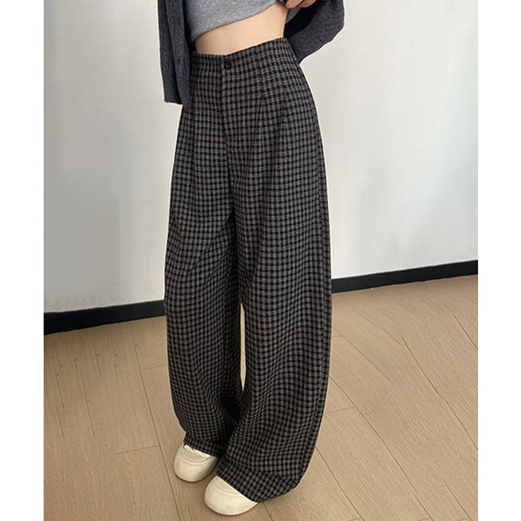 チェック柄ワイドパンツハイウエスト 秋冬 | SUNSHINE CLOSET | 詳細画像14 
