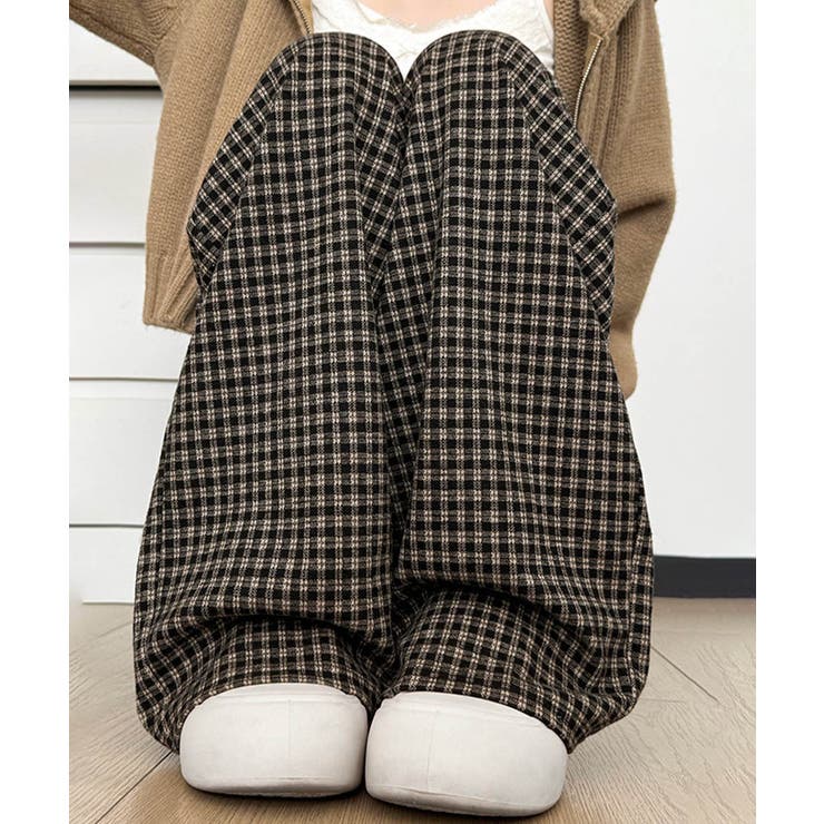 チェック柄ワイドパンツハイウエスト 秋冬 | SUNSHINE CLOSET | 詳細画像2 