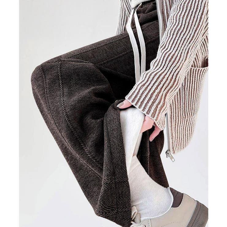 ヘリンボーン柄ワイドパンツレディース美脚 | SUNSHINE CLOSET | 詳細画像4 