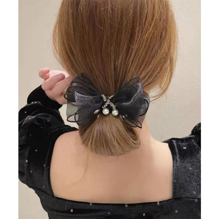シアーリボンパールラインストーン シュシュ 大人かわいい上品韓国風まとめ髪 | SUNSHINE CLOSET | 詳細画像1 