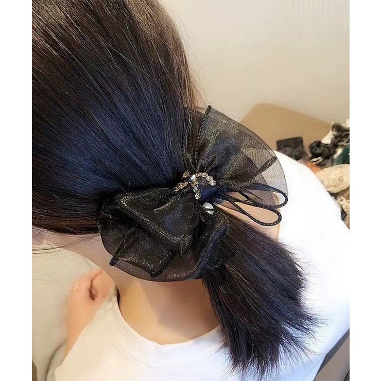 シアーリボンパールラインストーン シュシュ 大人かわいい上品韓国風まとめ髪 | SUNSHINE CLOSET | 詳細画像3 