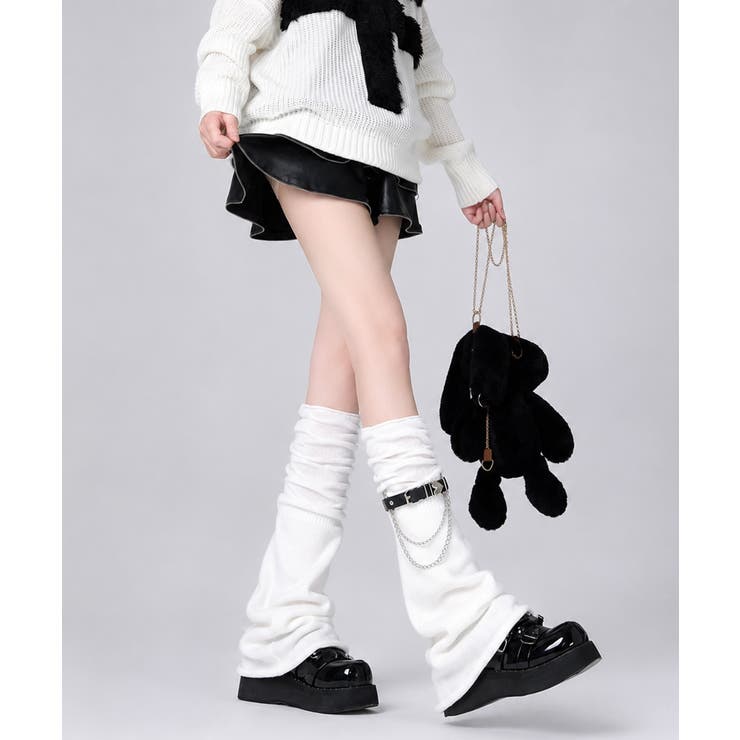 地雷系ベルトチェーンレッグウォーマー サブカル風ルーズソックス Y2Kレッグカバ… | SUNSHINE CLOSET | 詳細画像5 