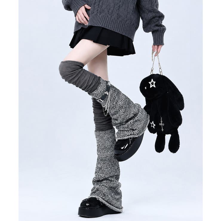 地雷系ベルトチェーンレッグウォーマー サブカル風ルーズソックス Y2Kレッグカバ… | SUNSHINE CLOSET | 詳細画像6 