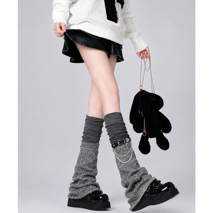 地雷系ベルトチェーンレッグウォーマー サブカル風ルーズソックス Y2Kレッグカバ… | SUNSHINE CLOSET | 詳細画像7 