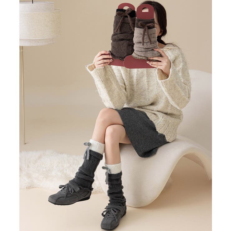 配色デザインルーズレッグカバー 大人可愛いガーリー防寒あったか秋冬靴下バレエコア… | SUNSHINE CLOSET | 詳細画像18 