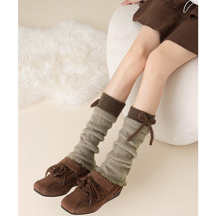 配色デザインルーズレッグカバー 大人可愛いガーリー防寒あったか秋冬靴下バレエコア… | SUNSHINE CLOSET | 詳細画像3 