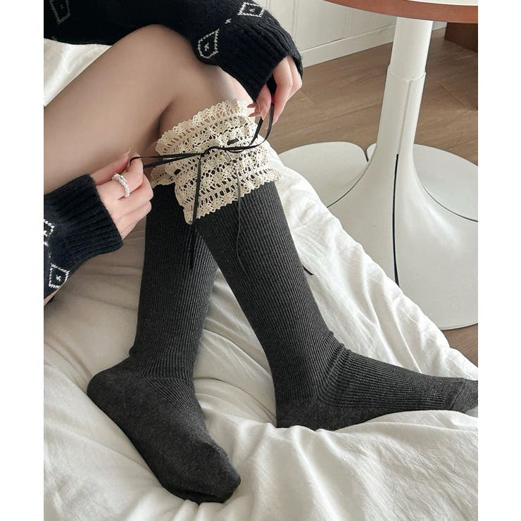 韓国風レースハイソックスフレンチガーリーバレエコアソックス量産型地雷系ルーズソッ… | SUNSHINE CLOSET | 詳細画像1 