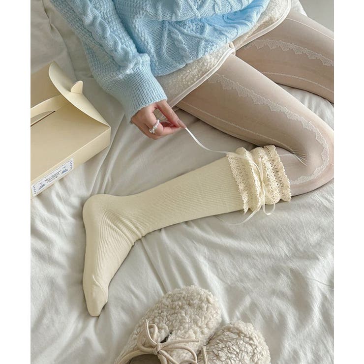 韓国風レースハイソックスフレンチガーリーバレエコアソックス量産型地雷系ルーズソッ… | SUNSHINE CLOSET | 詳細画像14 