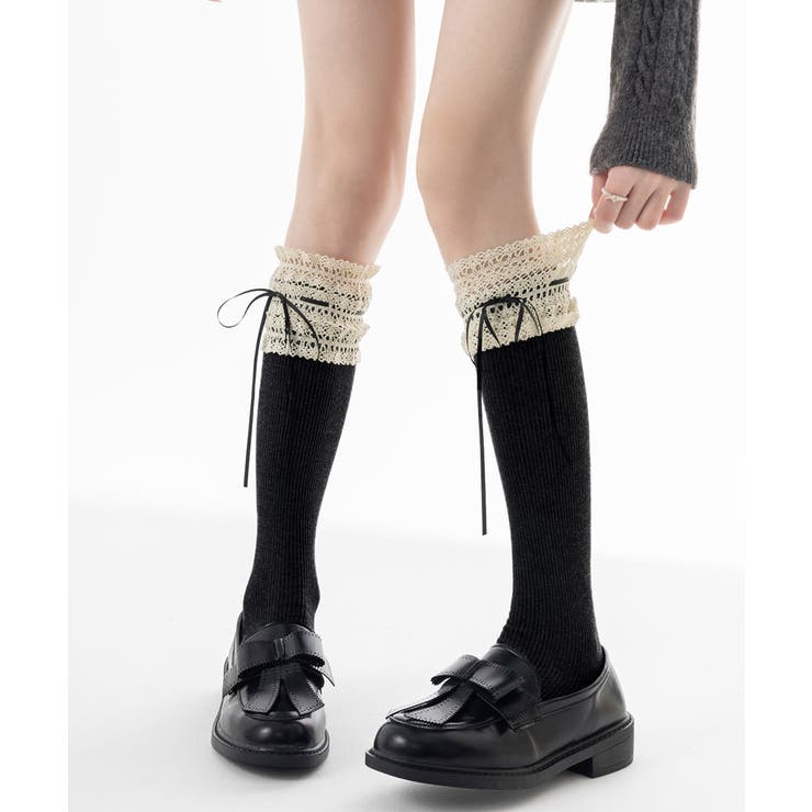 韓国風レースハイソックスフレンチガーリーバレエコアソックス量産型地雷系ルーズソッ… | SUNSHINE CLOSET | 詳細画像9 