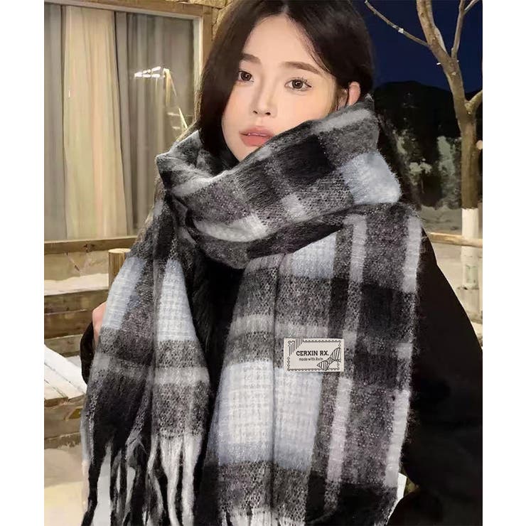 あったか防寒シャギーニットマフラーフリンジストール秋冬小顔見えワイドマフラー大人… | SUNSHINE CLOSET | 詳細画像1 