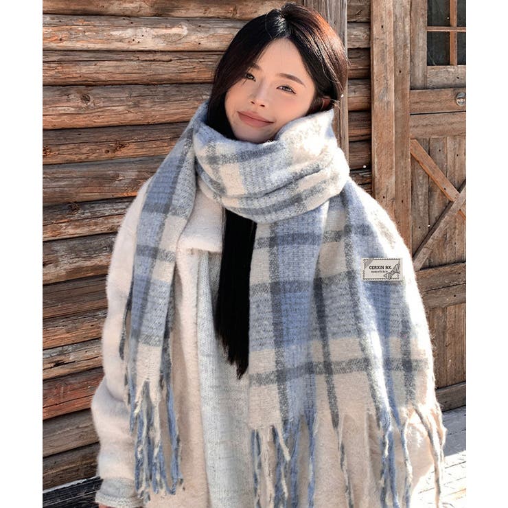 あったか防寒シャギーニットマフラーフリンジストール秋冬小顔見えワイドマフラー大人… | SUNSHINE CLOSET | 詳細画像13 