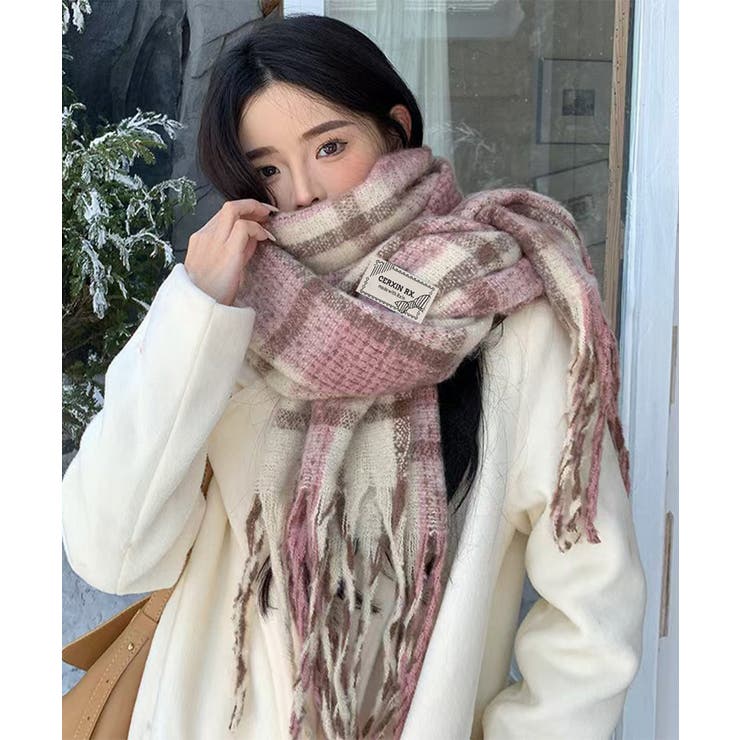 あったか防寒シャギーニットマフラーフリンジストール秋冬小顔見えワイドマフラー大人… | SUNSHINE CLOSET | 詳細画像15 