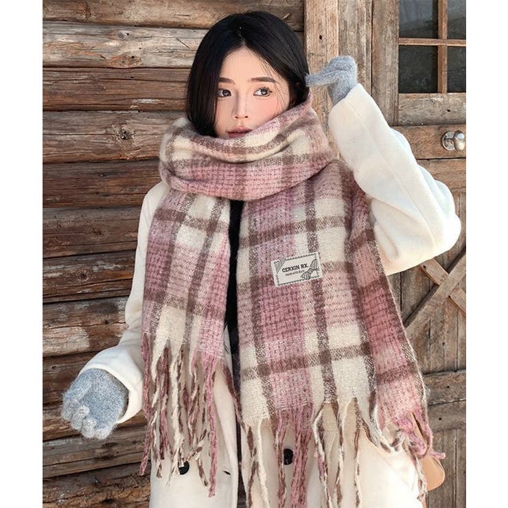 あったか防寒シャギーニットマフラーフリンジストール秋冬小顔見えワイドマフラー大人… | SUNSHINE CLOSET | 詳細画像16 
