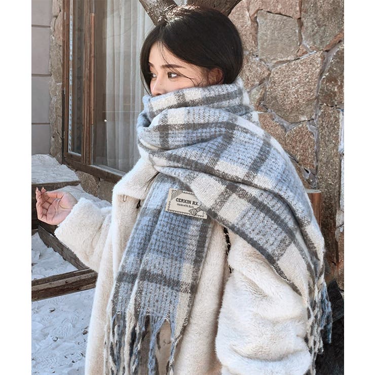 あったか防寒シャギーニットマフラーフリンジストール秋冬小顔見えワイドマフラー大人… | SUNSHINE CLOSET | 詳細画像18 