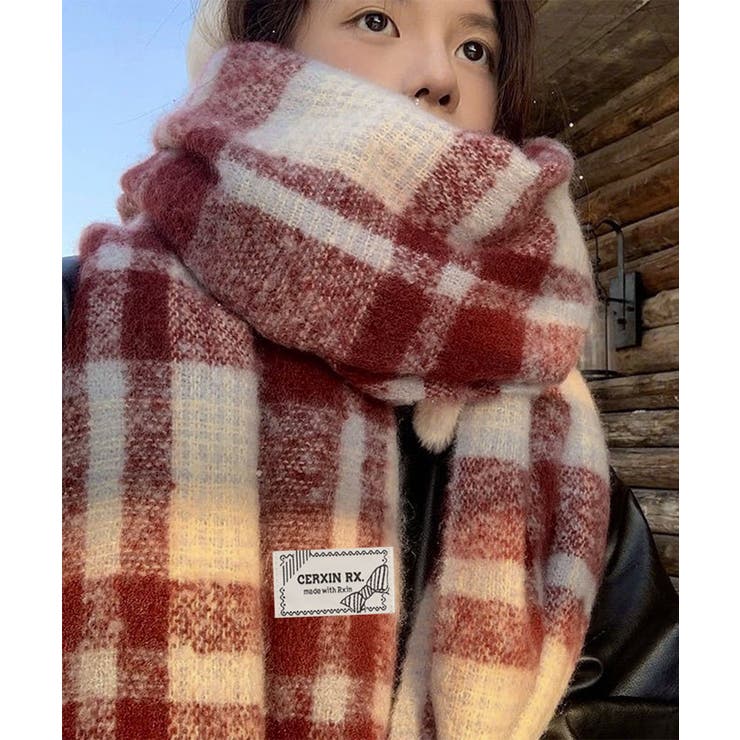 あったか防寒シャギーニットマフラーフリンジストール秋冬小顔見えワイドマフラー大人… | SUNSHINE CLOSET | 詳細画像2 