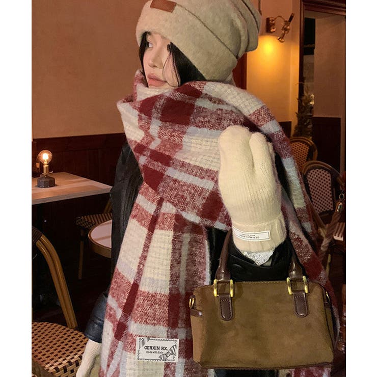 あったか防寒シャギーニットマフラーフリンジストール秋冬小顔見えワイドマフラー大人… | SUNSHINE CLOSET | 詳細画像4 