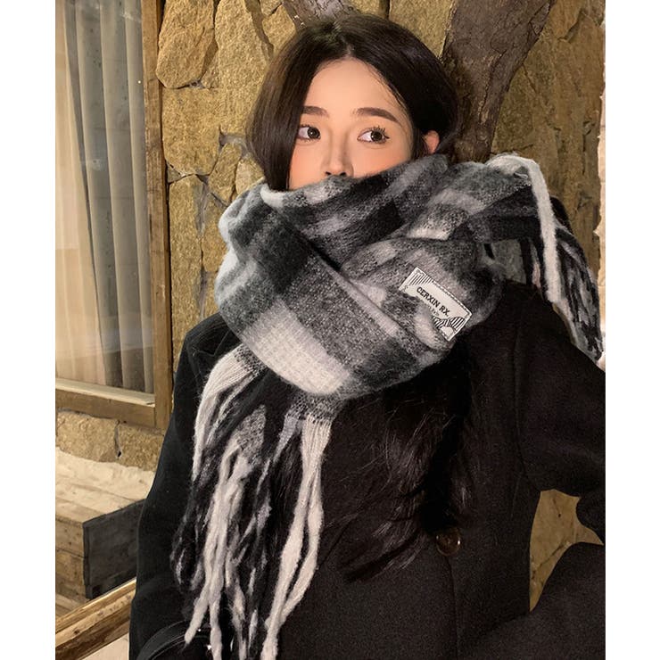 あったか防寒シャギーニットマフラーフリンジストール秋冬小顔見えワイドマフラー大人… | SUNSHINE CLOSET | 詳細画像6 