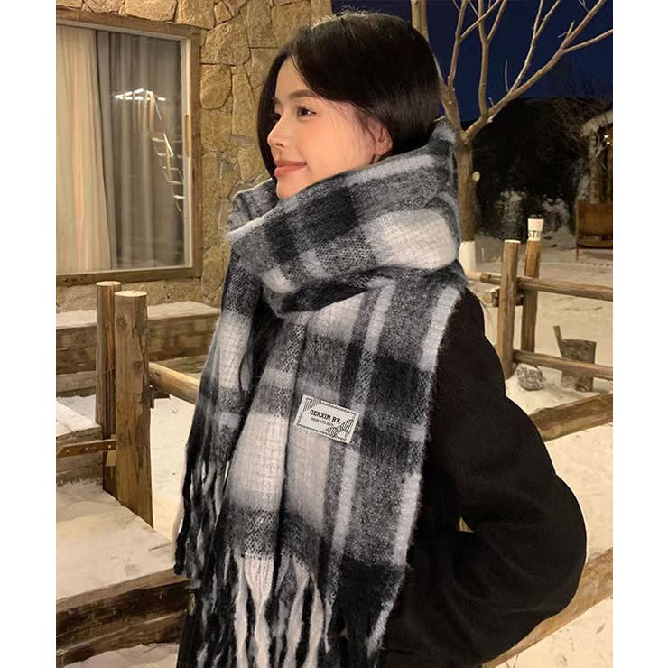 あったか防寒シャギーニットマフラーフリンジストール秋冬小顔見えワイドマフラー大人… | SUNSHINE CLOSET | 詳細画像7 