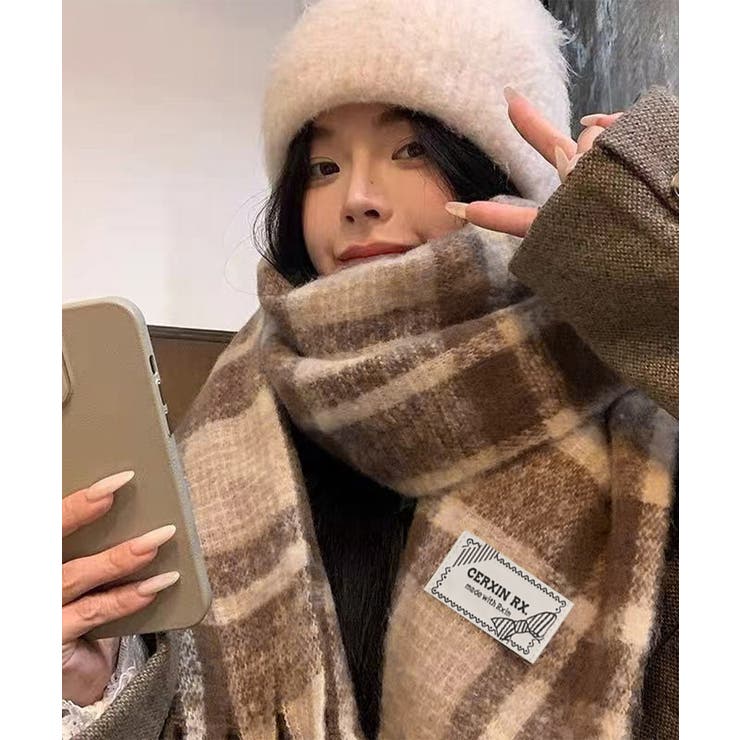 あったか防寒シャギーニットマフラーフリンジストール秋冬小顔見えワイドマフラー大人… | SUNSHINE CLOSET | 詳細画像8 