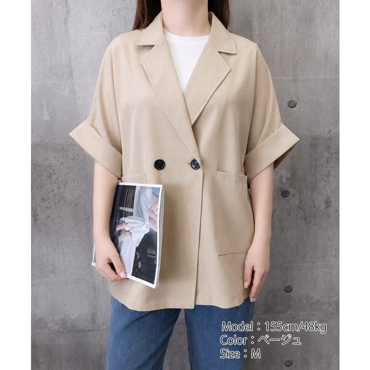 ドルマンショートスリーブジャケット サマーダブルブレストジャケット 韓国風 | SUNSHINE CLOSET | 詳細画像21 